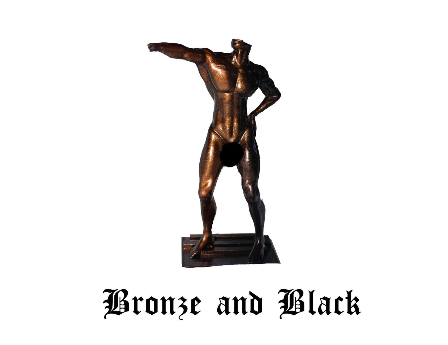 Echo of Command – Bronze & Obsidian Male Sculpture