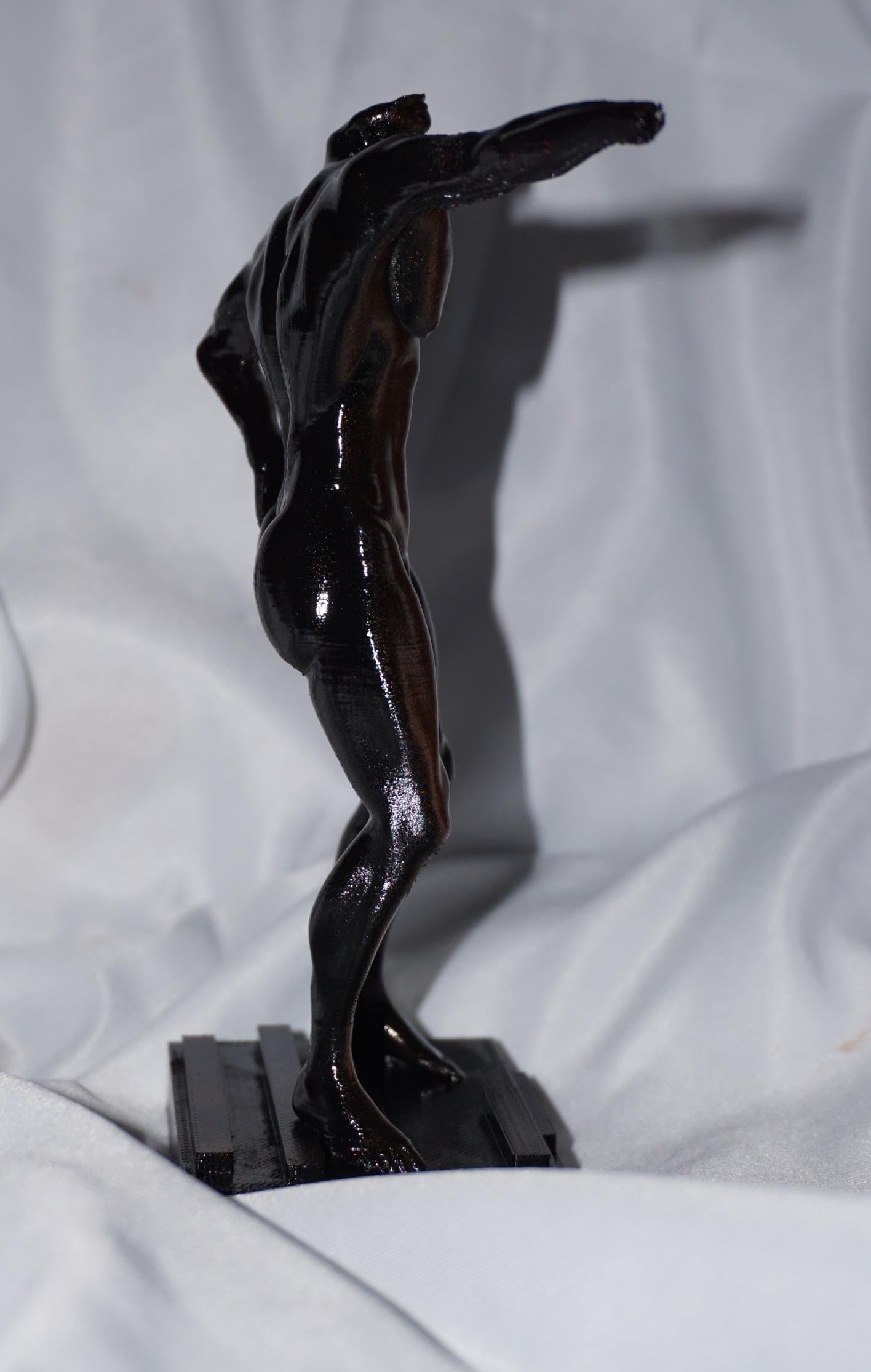 Echo of Command – Bronze & Obsidian Male Sculpture