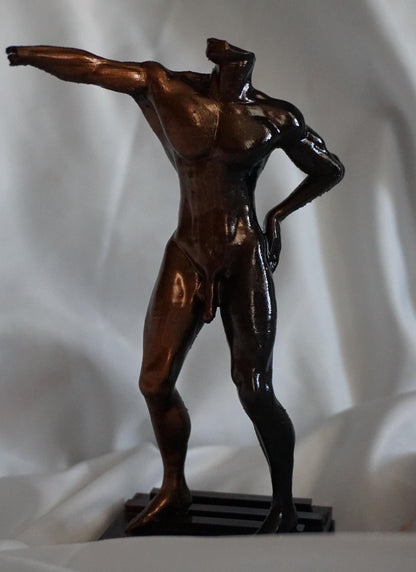 Echo of Command – Bronze & Obsidian Male Sculpture