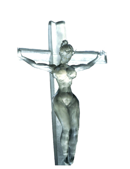 Crystal Clear woman, demon on a cross